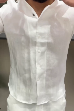 Men Comfort Fit Spread Collar Colourblocked Linen Casual Shirt