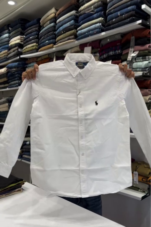 Cotton Spread Collar Oxford Shirt