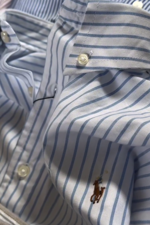 Striped Cotton Spread Collar Oxford Shirt