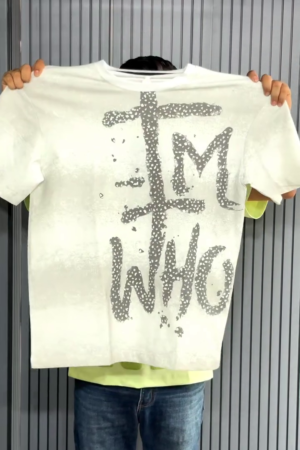 Men Typography Printed Raw Edge T-shirt